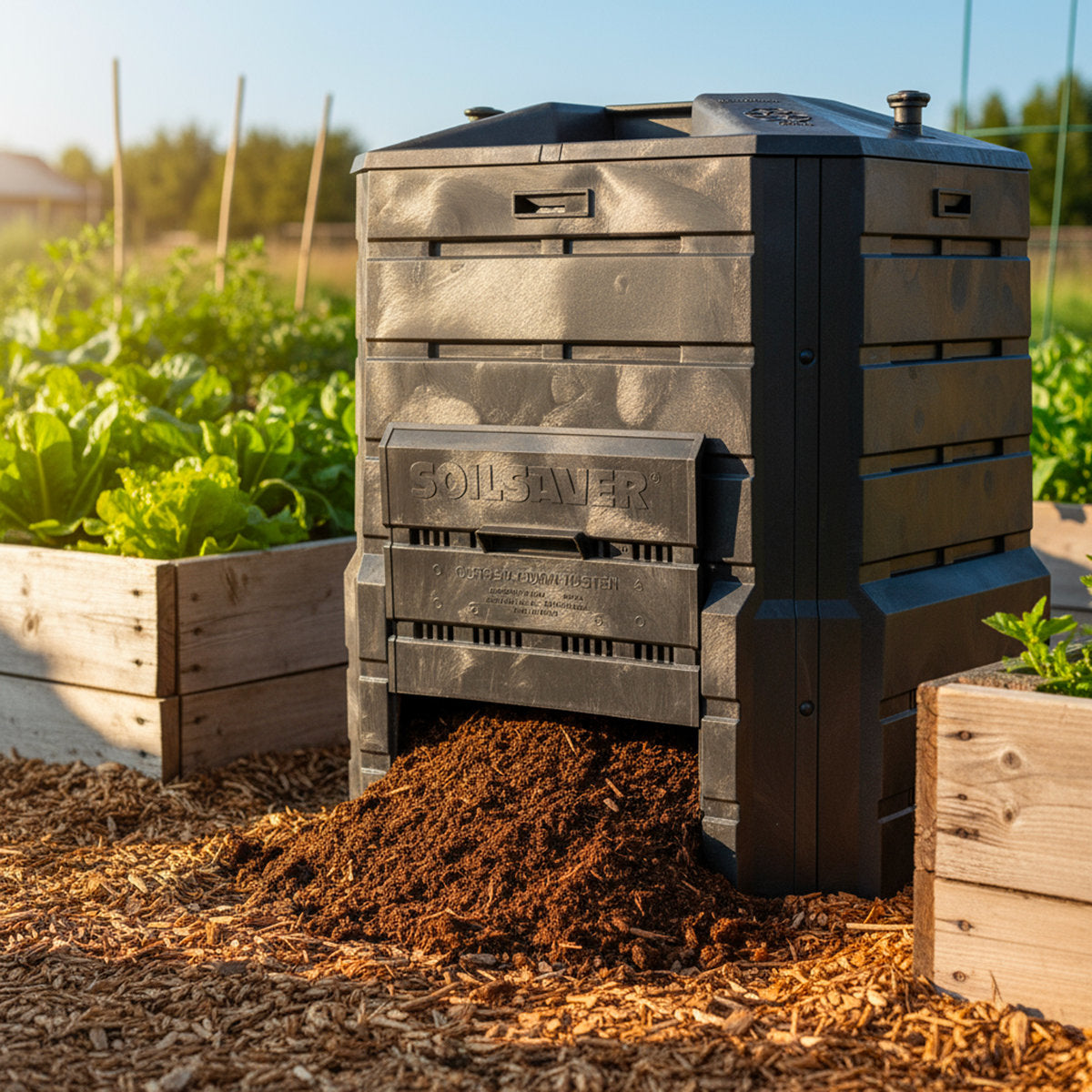 94 Gallons Plastic Odor Resistant Outdoor Stationary Composter with La ...